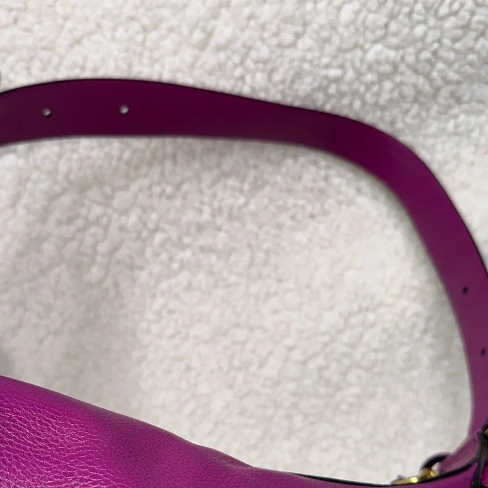 Fossil Hannah Hobo Leather & Suede Purple Magenta Shoulder Bag NWOT w/Key Charm
